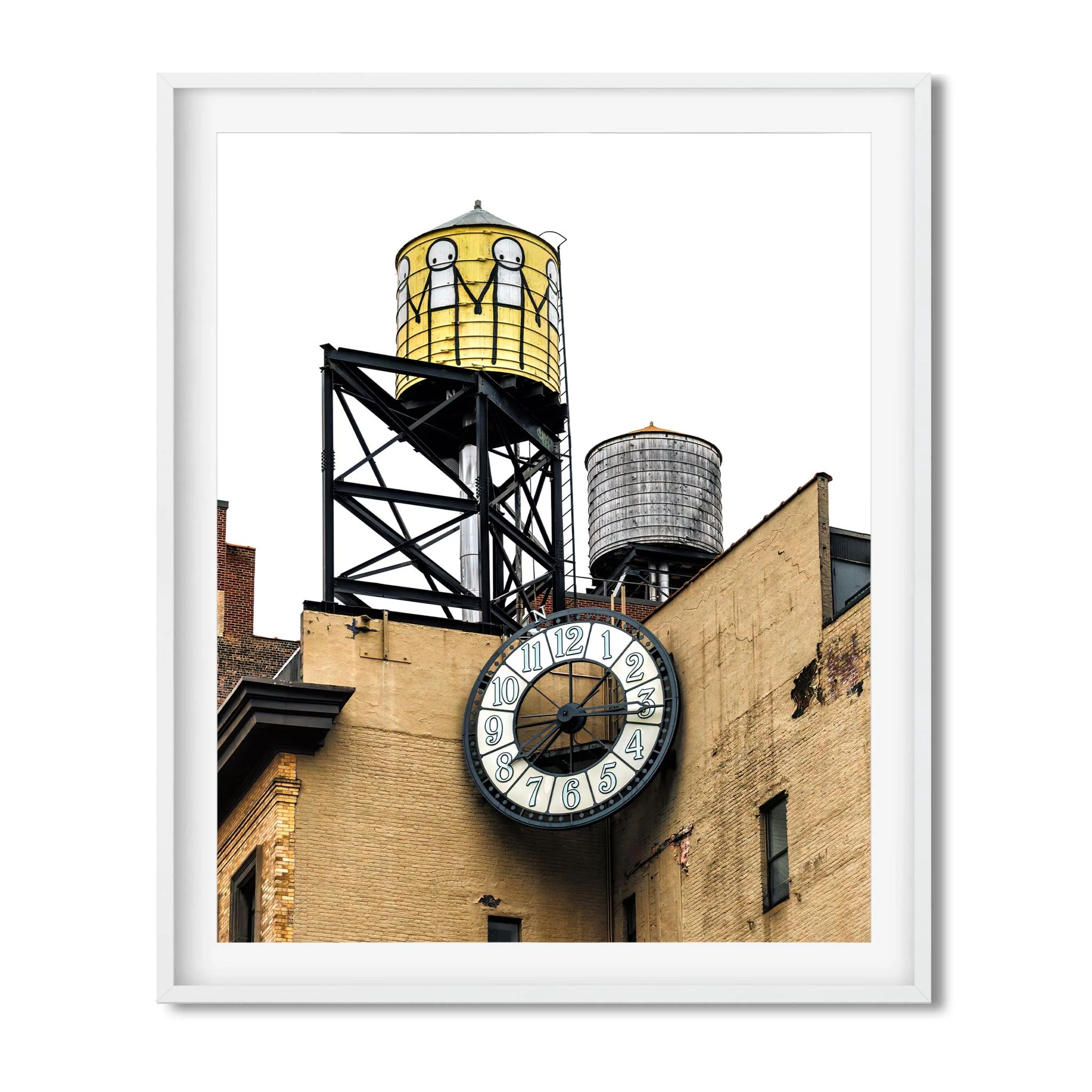 Water Tower painted by STIK with clock East Village - NYC Photography Color Fine Art Print Wall Art