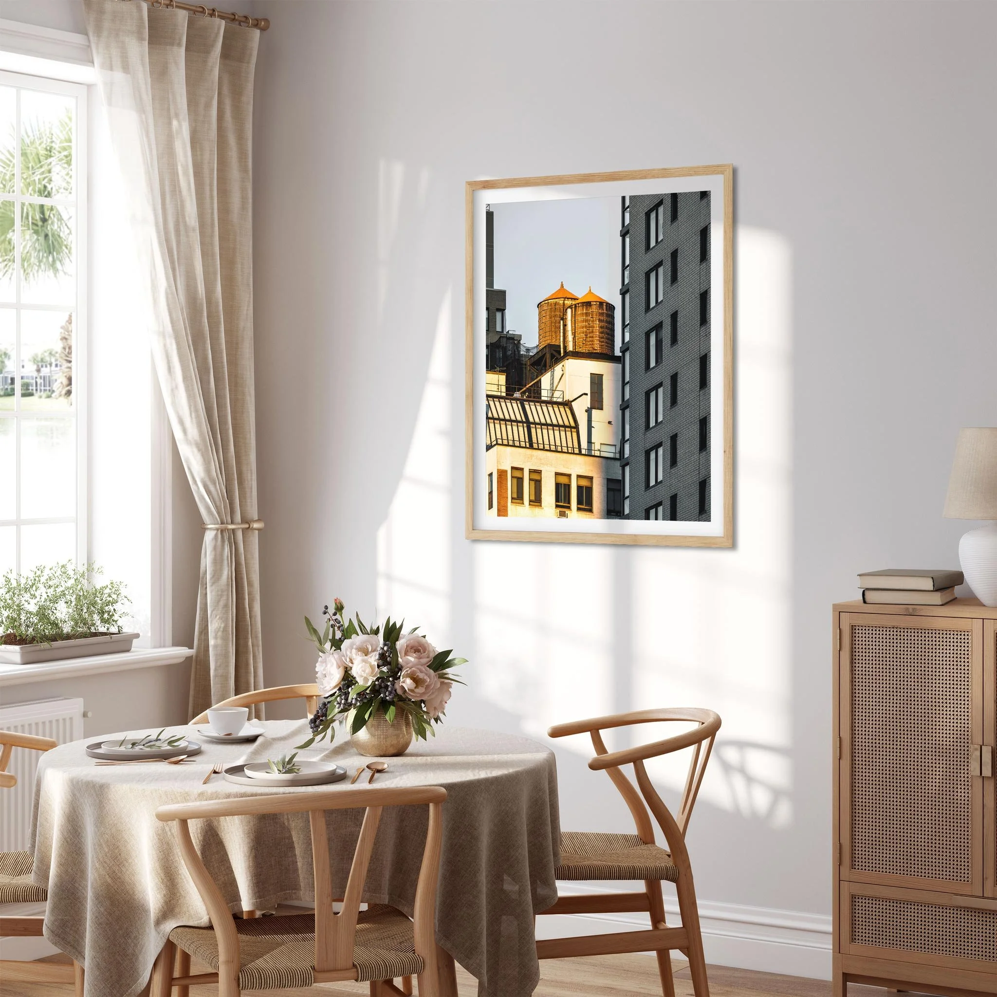 Twin Wood Water Tower, Hell's Kitchen Manhattan - NYC Photography Color Fine Art Print Wall Art