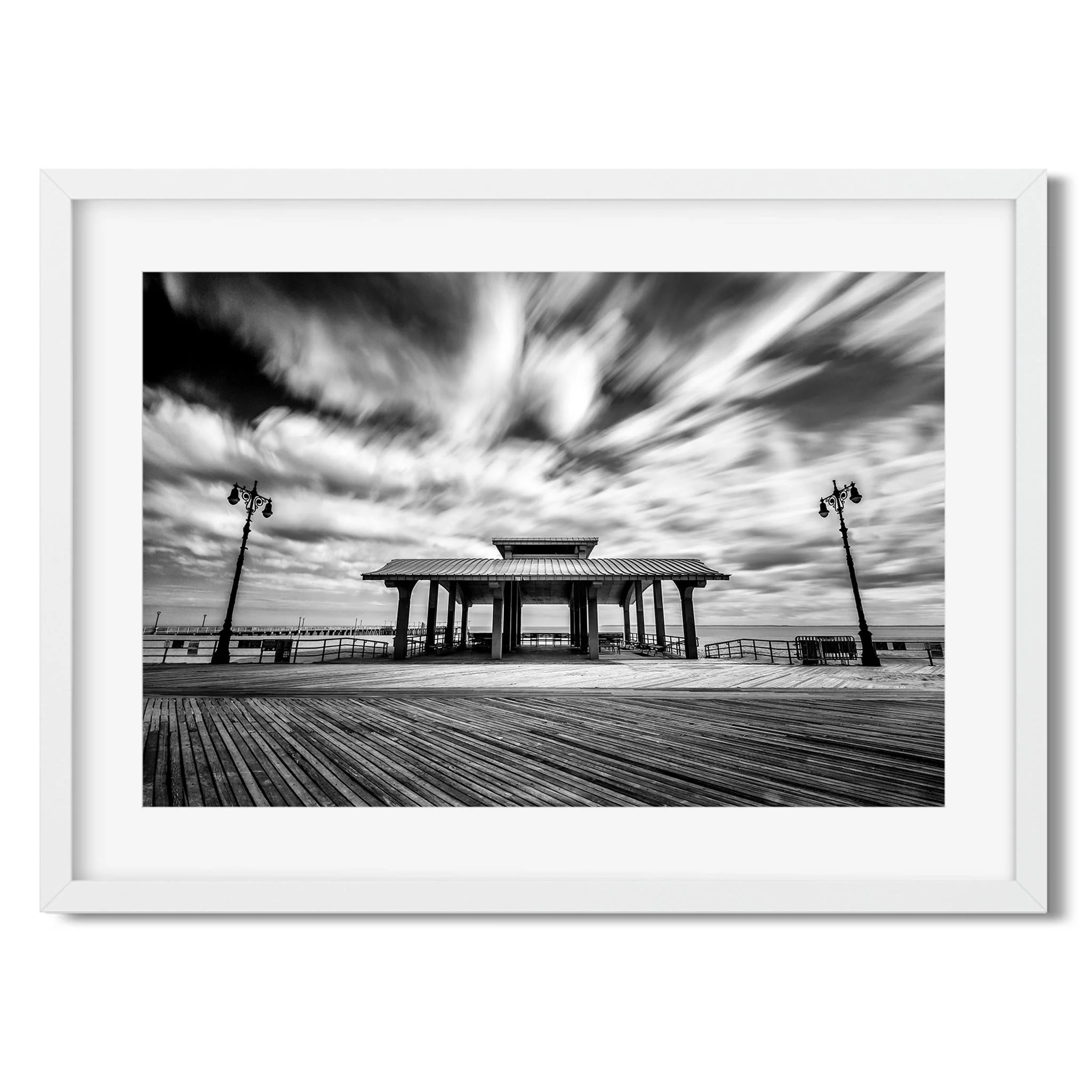 Coney Island Boardwalk - Black and White Brooklyn Architecture Photography Fine Art Print
