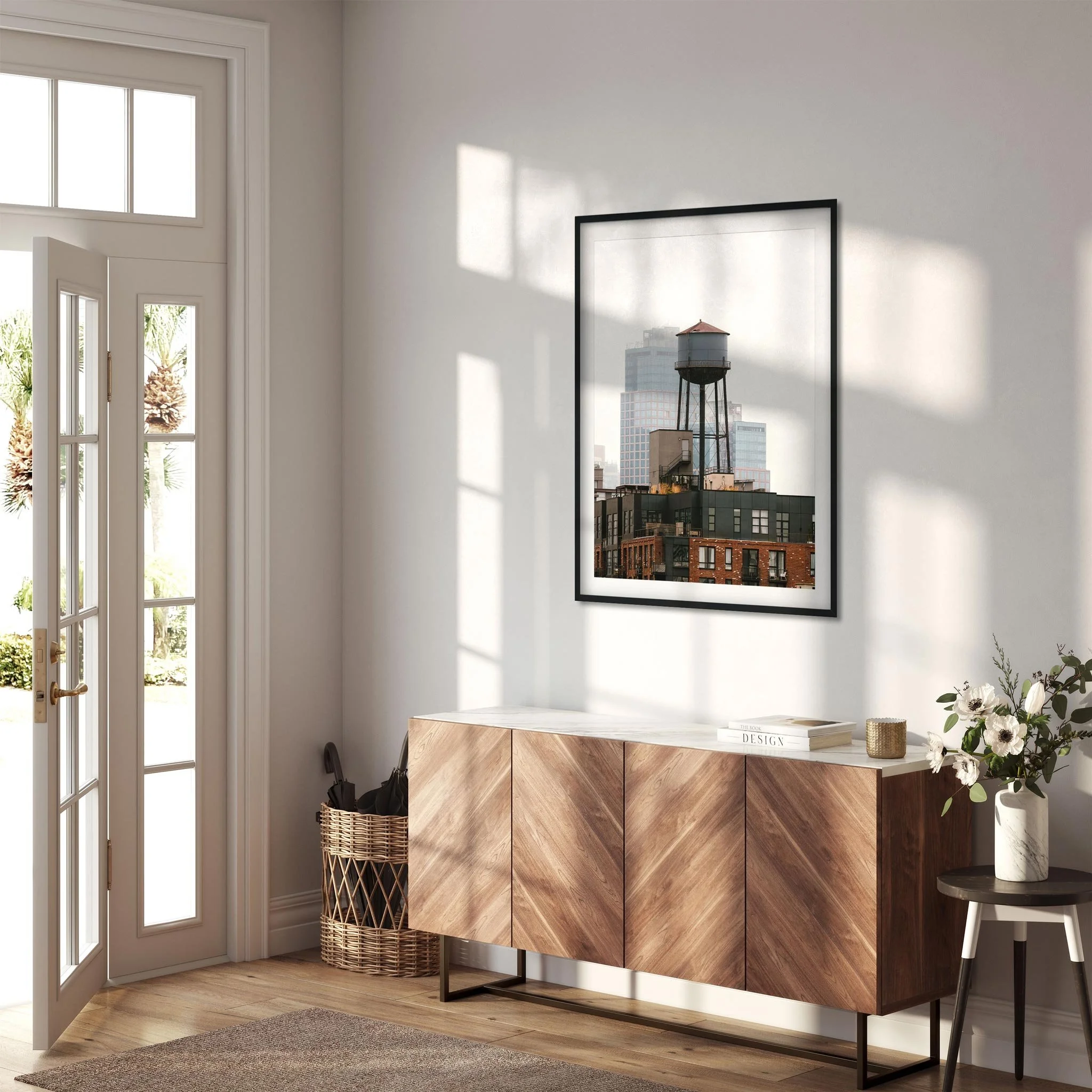 Foggy Morning in Greenpoint Brooklyn NY- Water Tower Photography Color Fine Art Print Wall Art