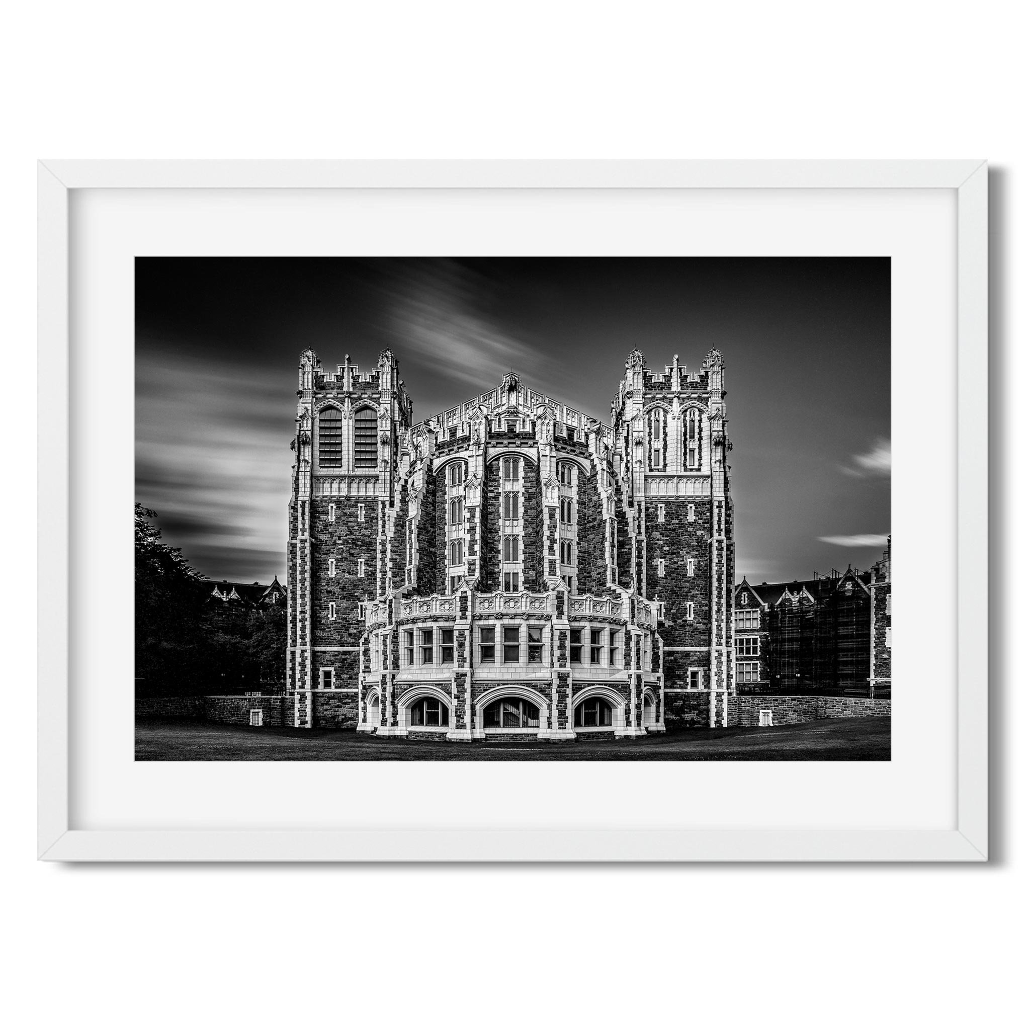 The City College of New York - Black and White Architecture Photography Fine Art Print-8X12-Horizonal-WhiteFrame.jpg