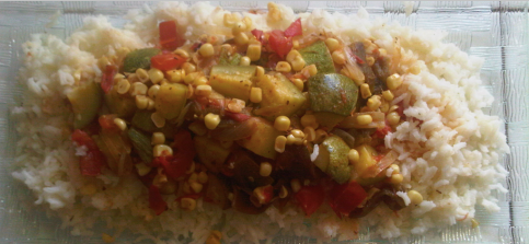 Zucchini, Corn and Pasilla Peppers