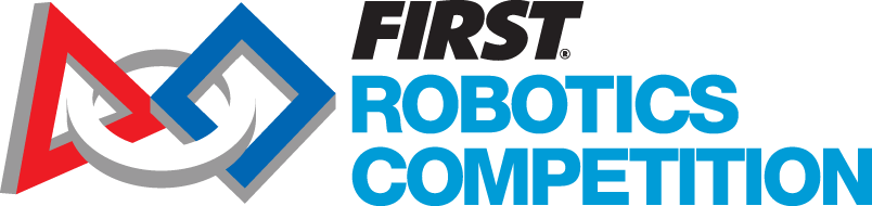 First Robotics Competition logo with stylized robotic components and bold text.