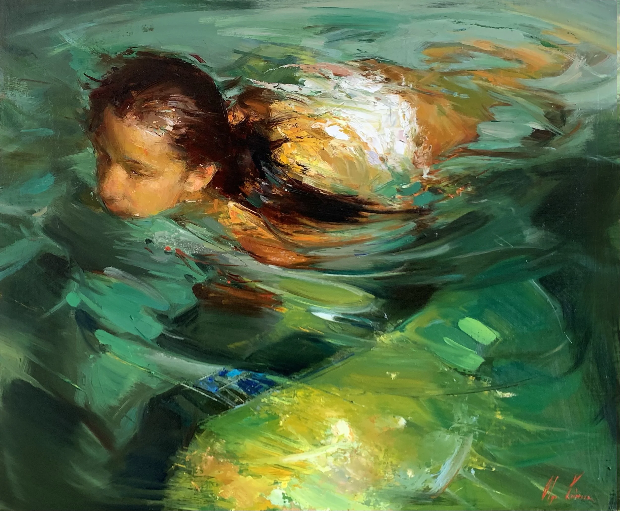 "Emerald, 20x24", oil on panel
