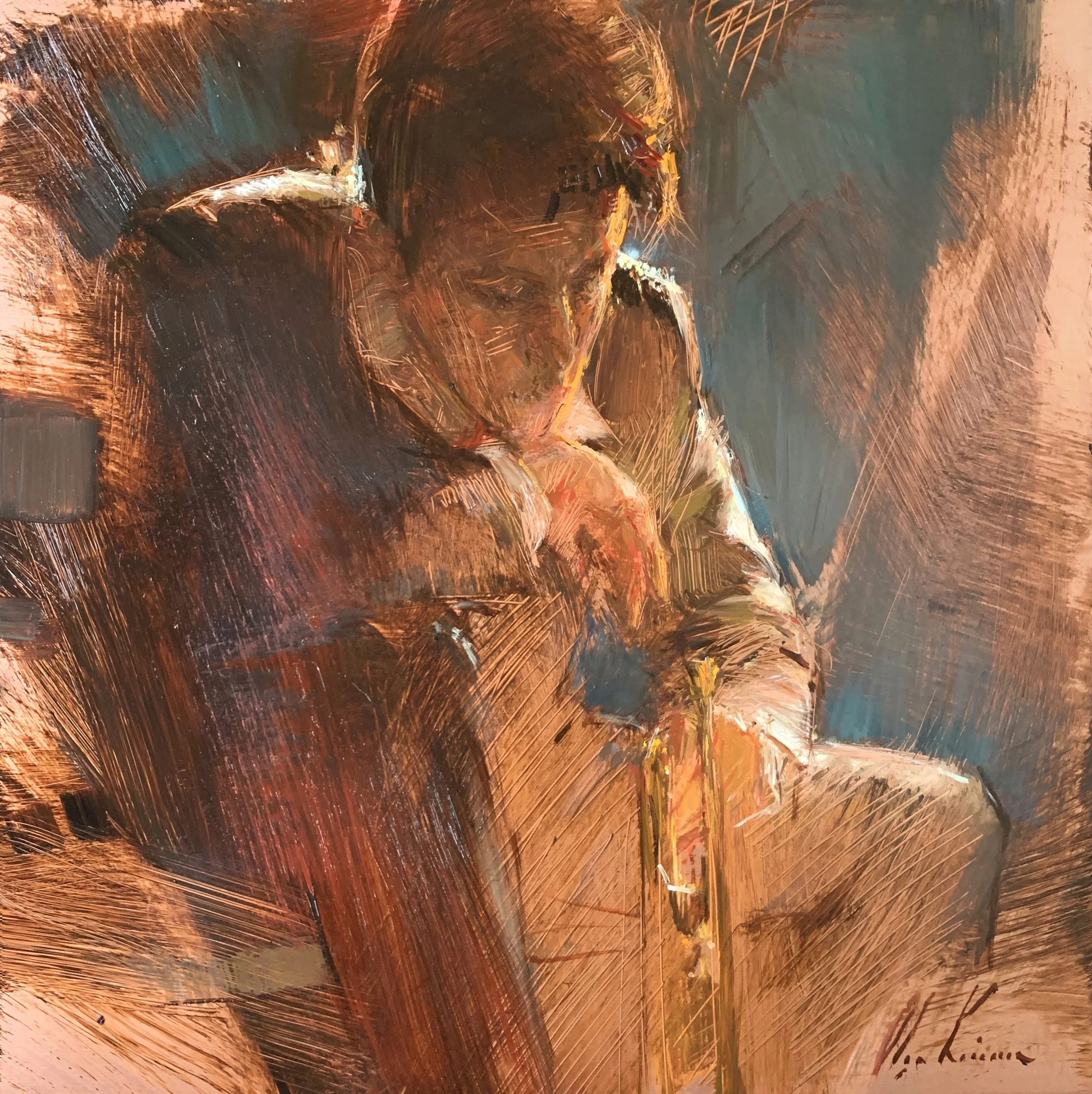 "Jazz Player", 12x12"