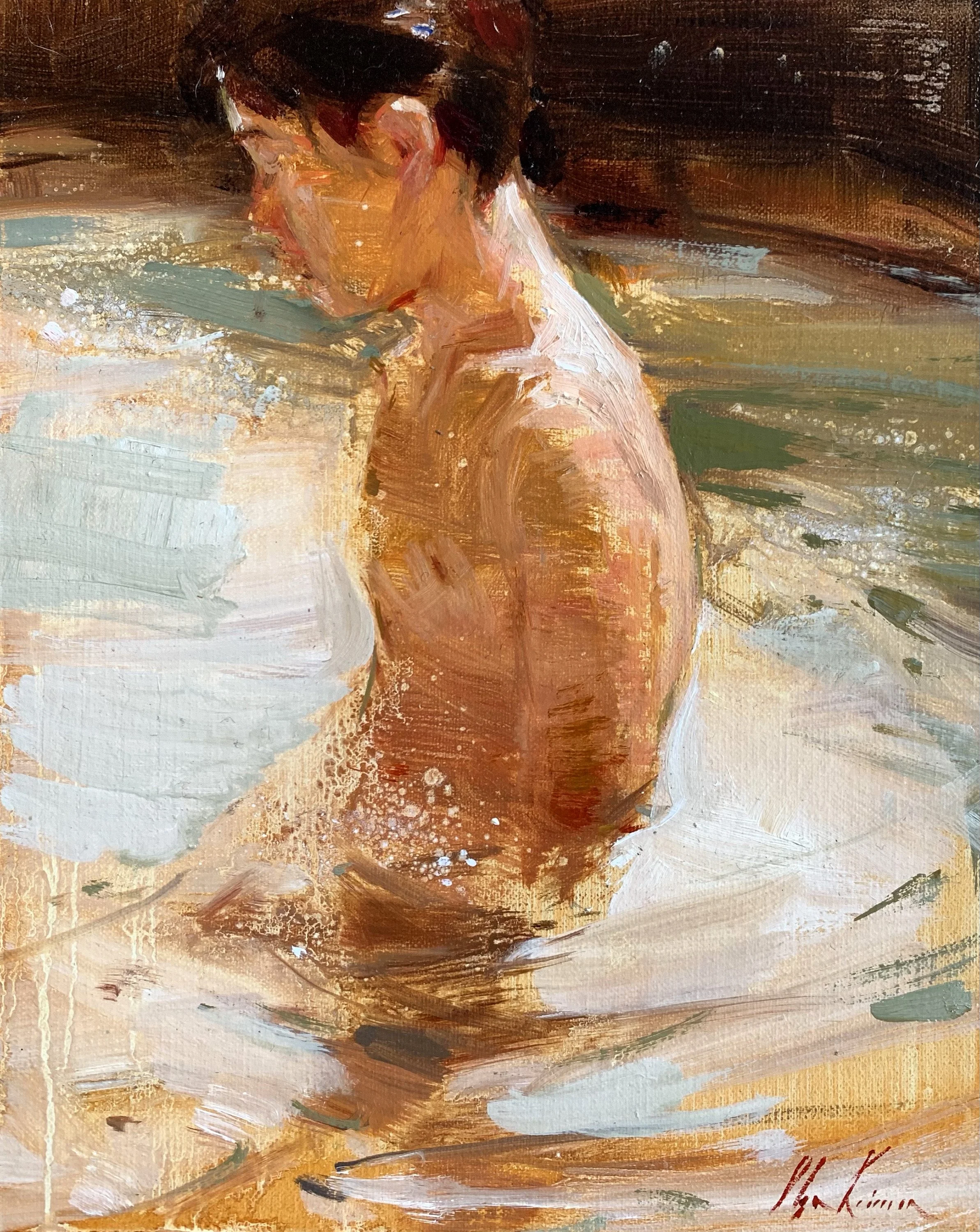"Awakening", 8x10", oil on panel. A preliminary sketch for a larger painting