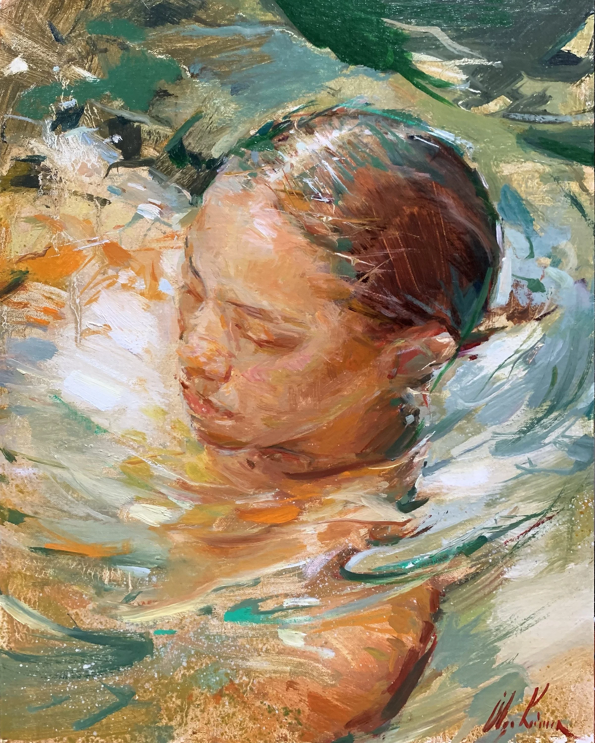 "Against The Current", 9x12", oil on linen