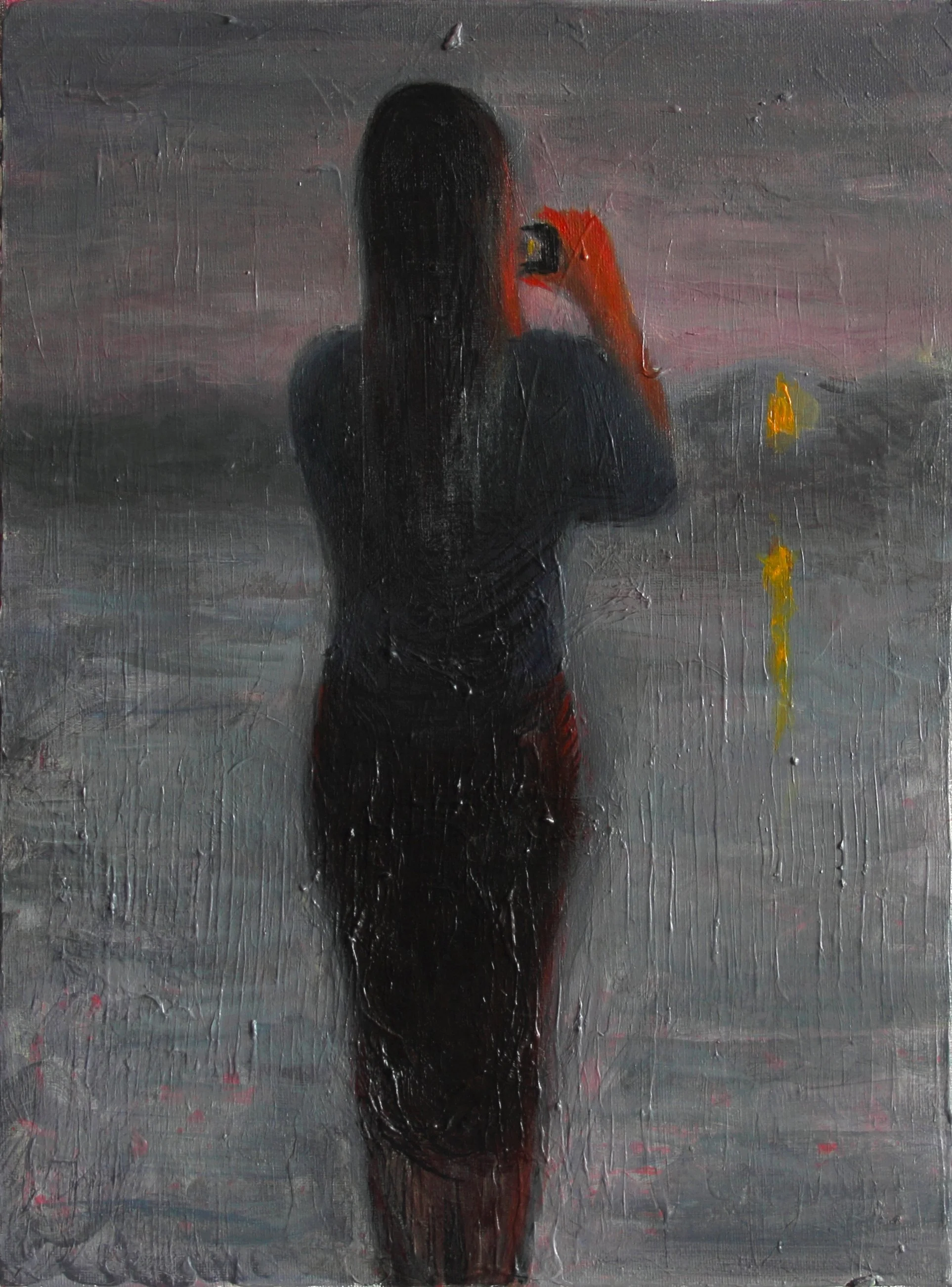 Gazing at Leifeng Pagoda, 2020. Oil on canvas, 40 x 30 cm
