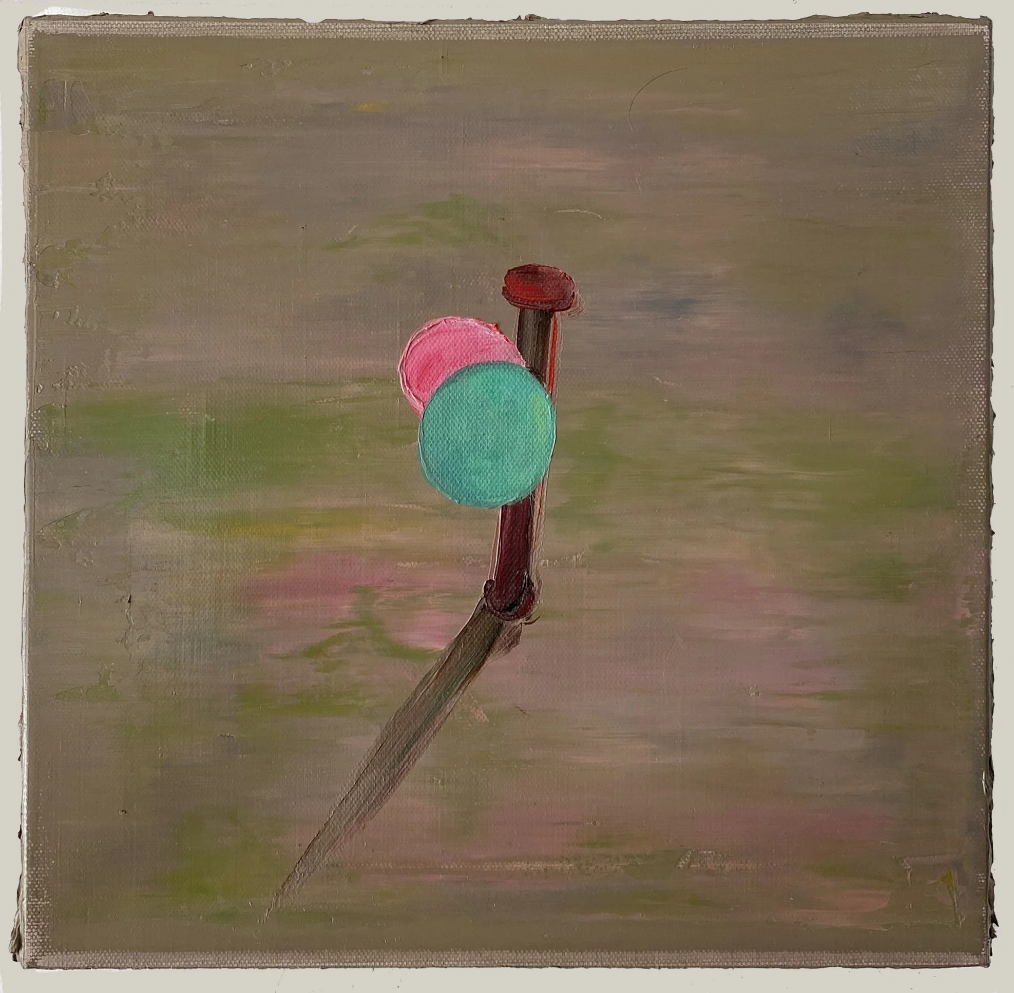 Two Balloons-1, 2025. Oil on canvas, 30 x 30 cm