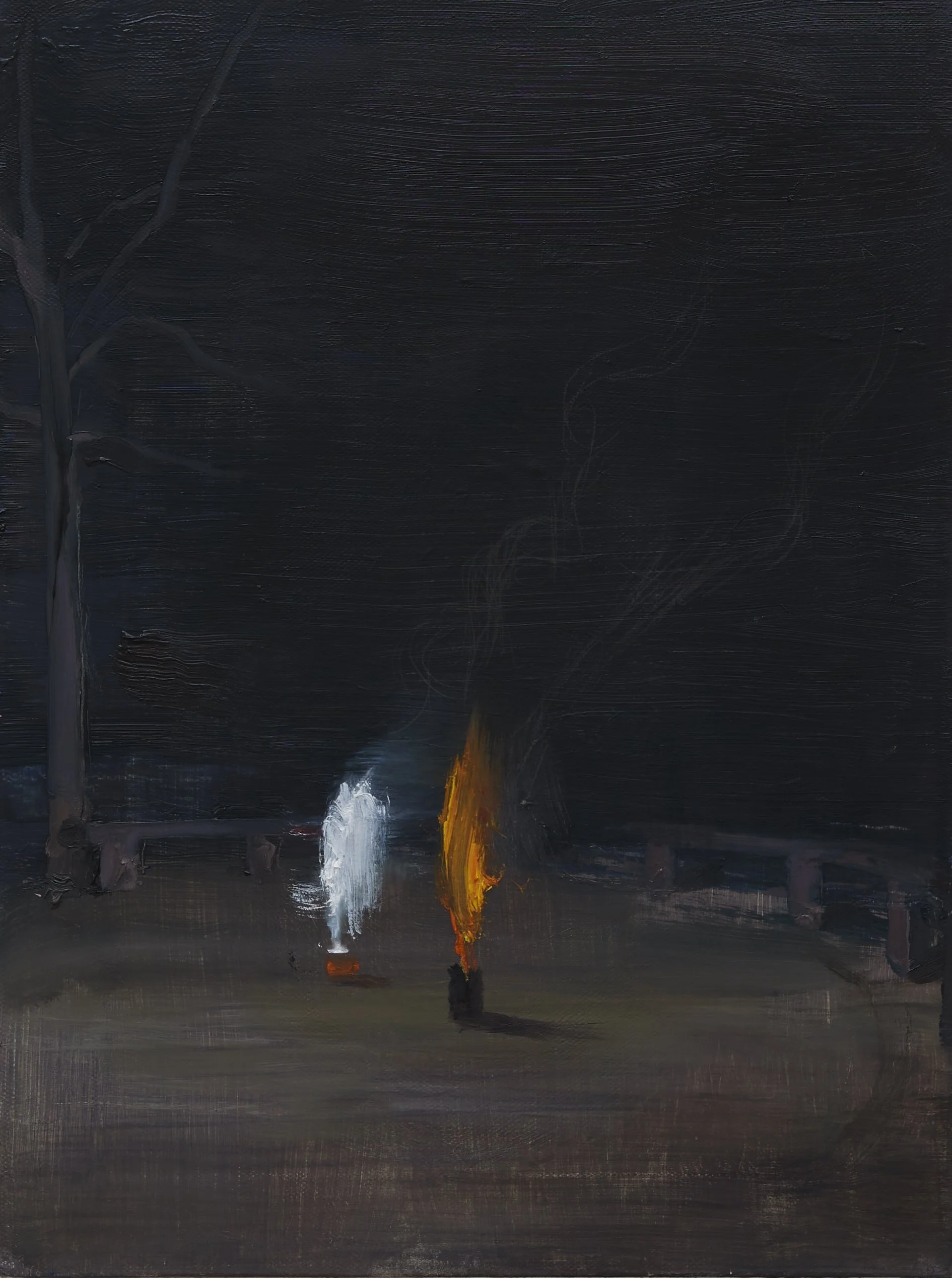 Two Fireworks, 2025. Oil on canvas, 40 x 30 cm