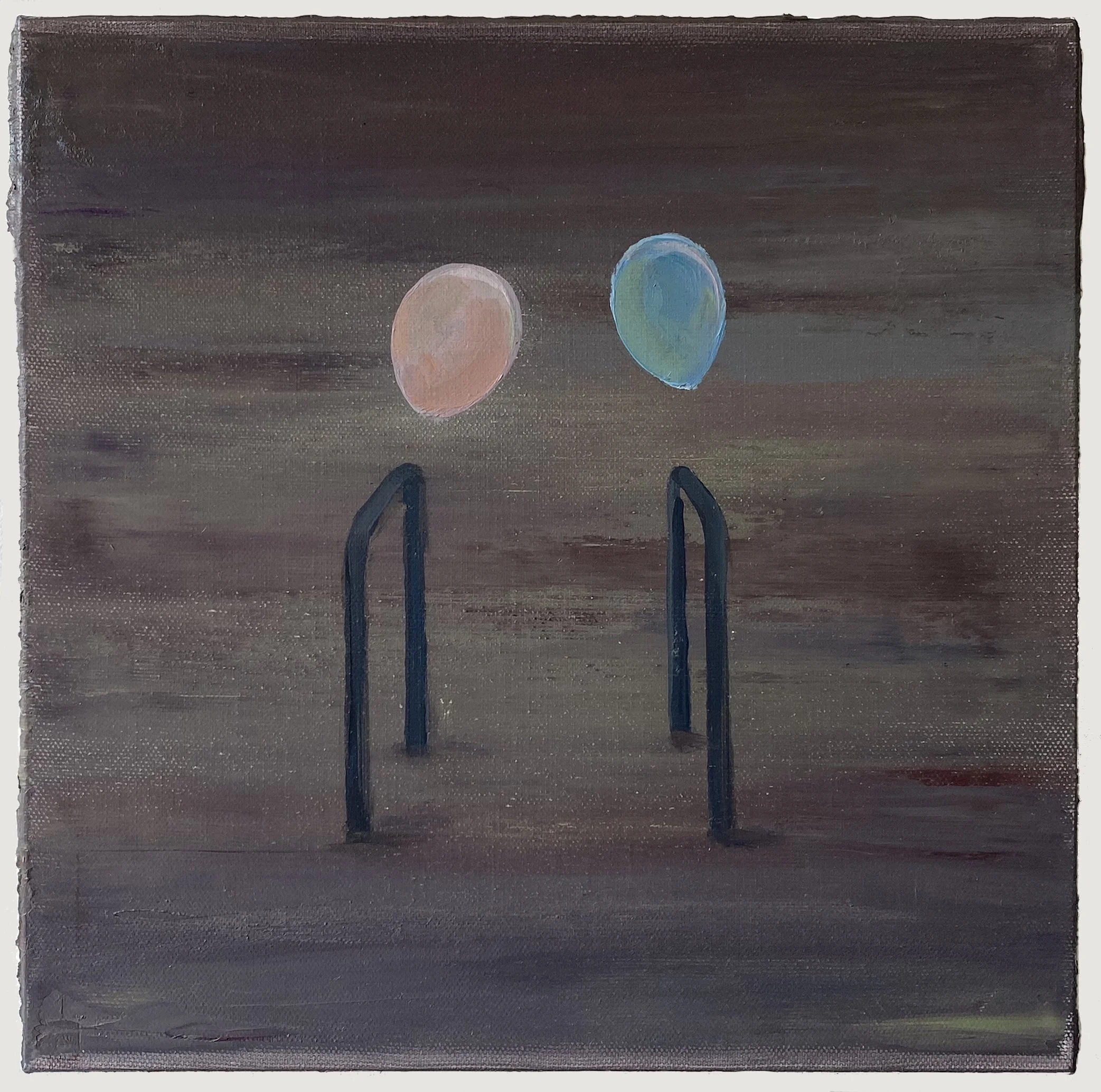 Two Balloons-2, 2025. Oil on canvas, 30 x 30 cm