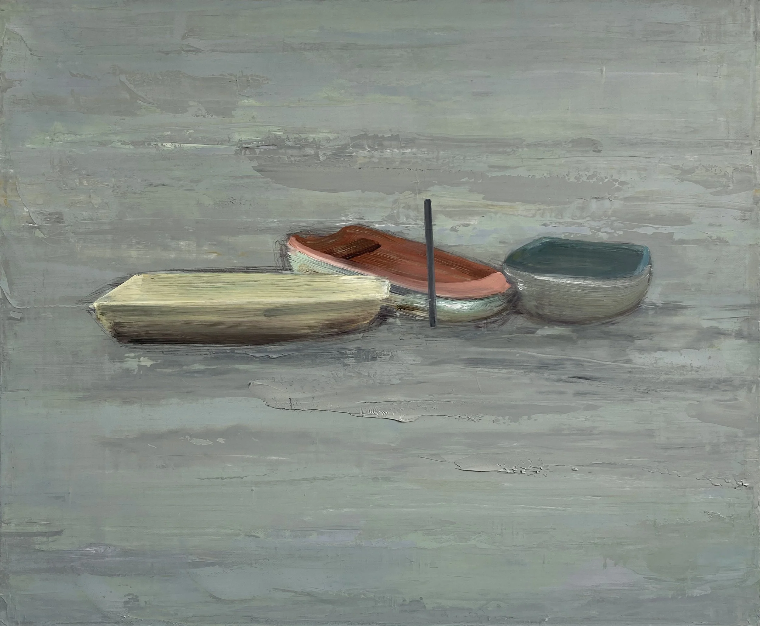 Three Boats, 2026. Oil on canvas, 51 x 61 cm 