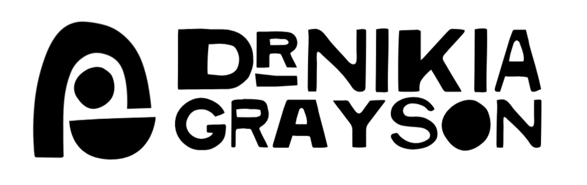 Black logo with Graphic logo featuring a stylized face and the name 'Dr. Nikia Grayson'