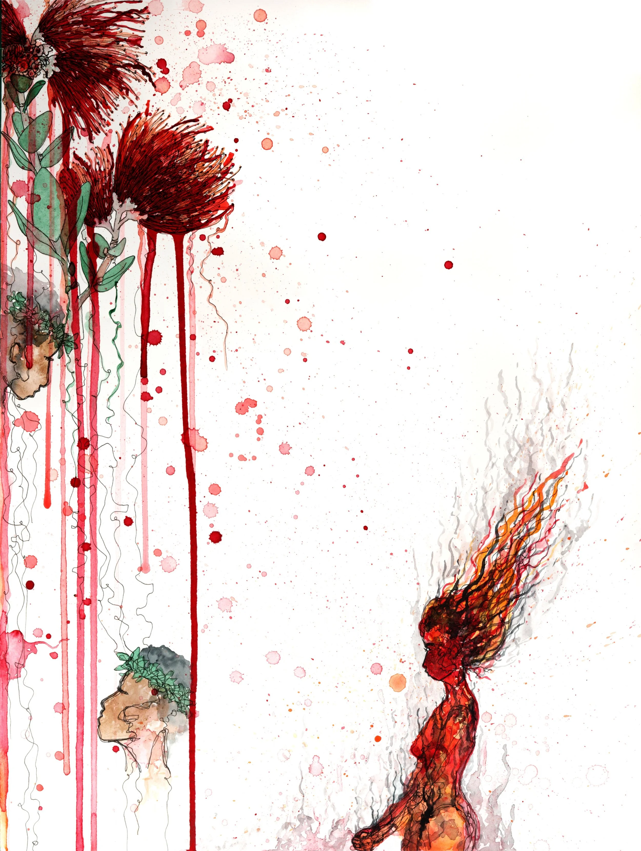 Pele, 'Ōhia, Lehua.
Part of a Mo'olelo Series, representing traditional Hawaiian stories.