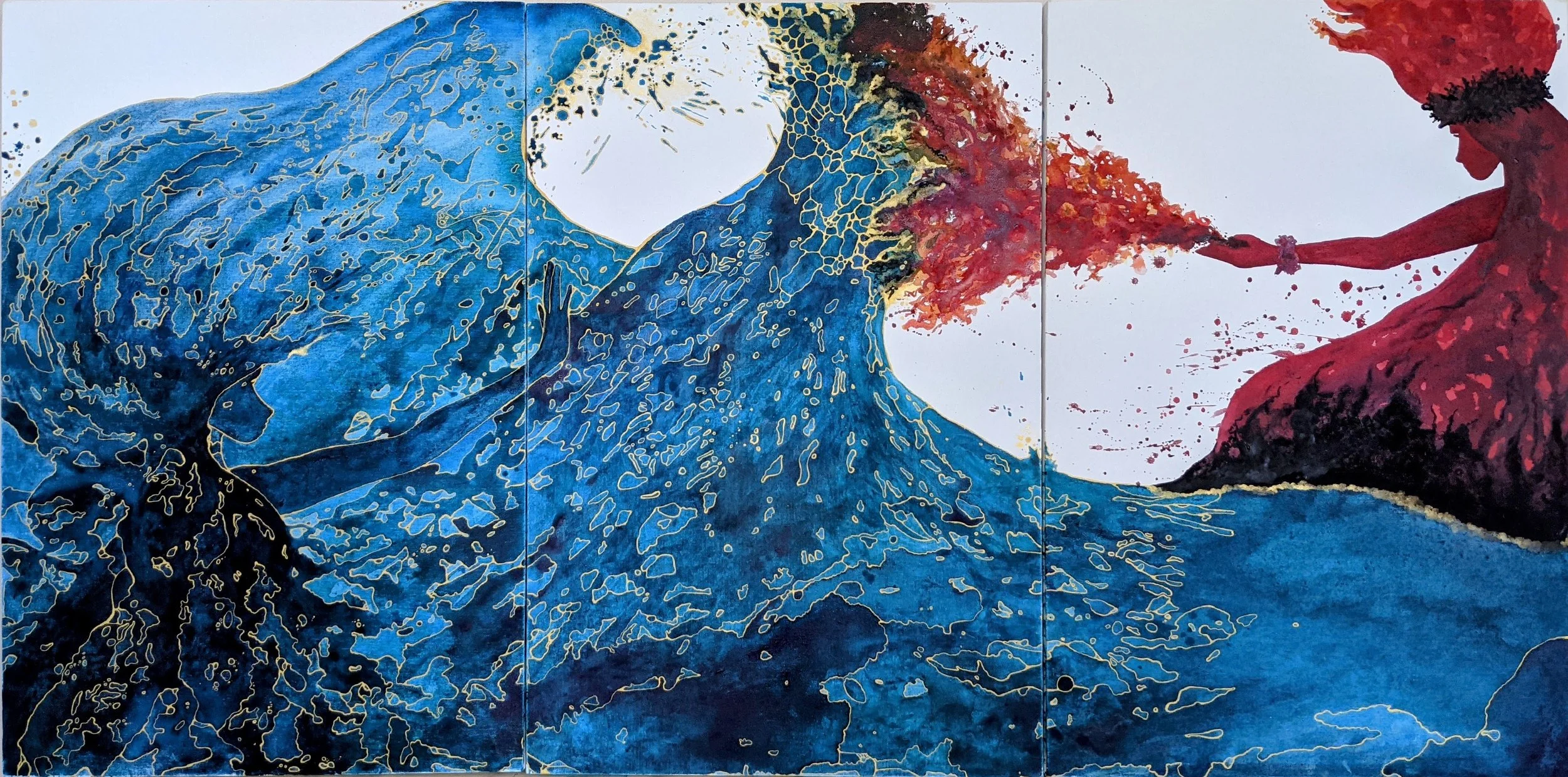 Pele & Namaka.
Large format piece featured in Huliau exhibition at Kahilu Theatre, 2023-24.