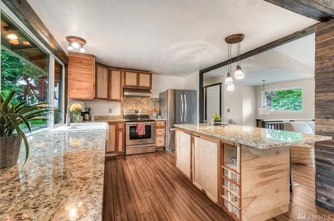 Custom kitchen remodel with hand crafted cabinetry.