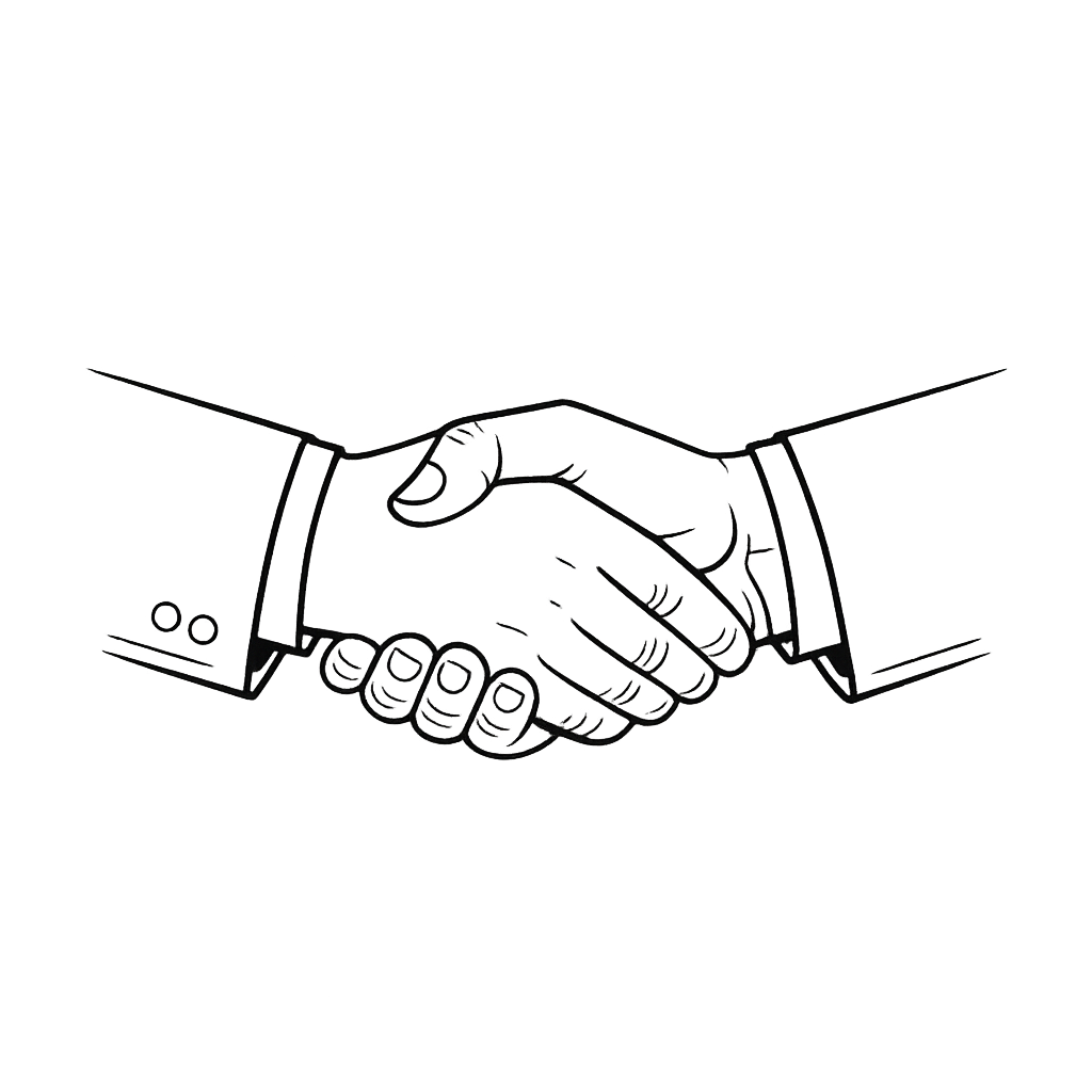 two business personnel shaking hands, symbolizing our consulting services.
