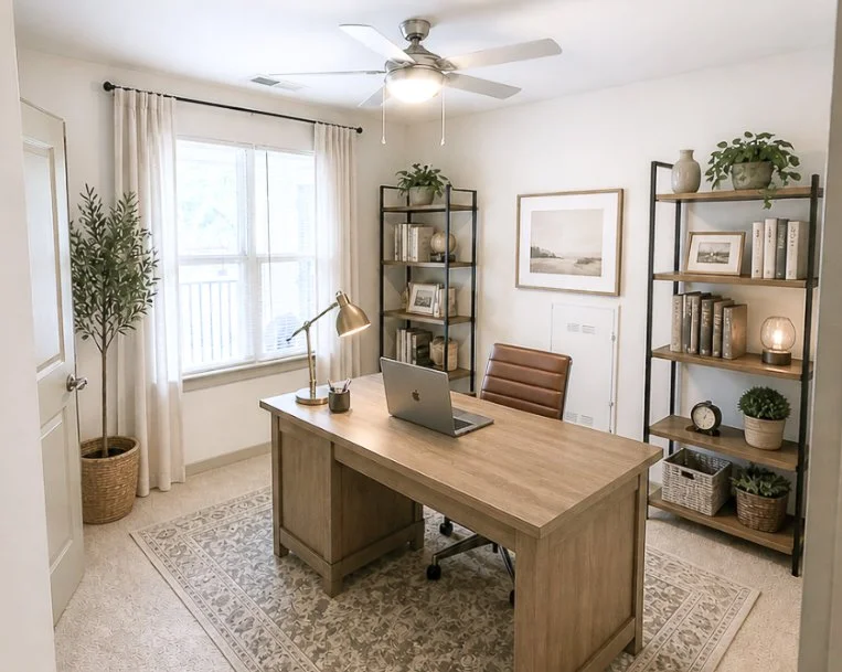 Home office with desk at The Pines at Peach Road
