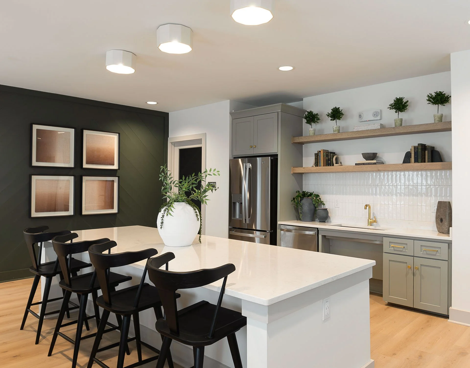 Community room kitchen at The Pines at Peach Road