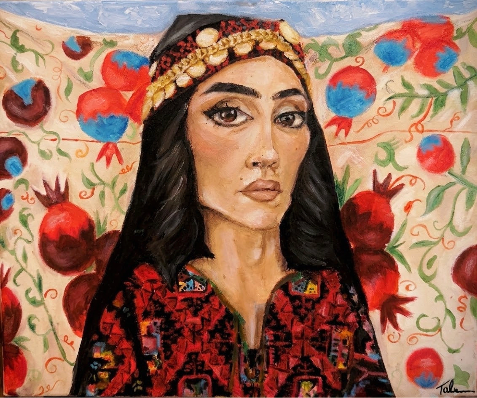 Traditional Palestinian Woman - Acrylic Painting 