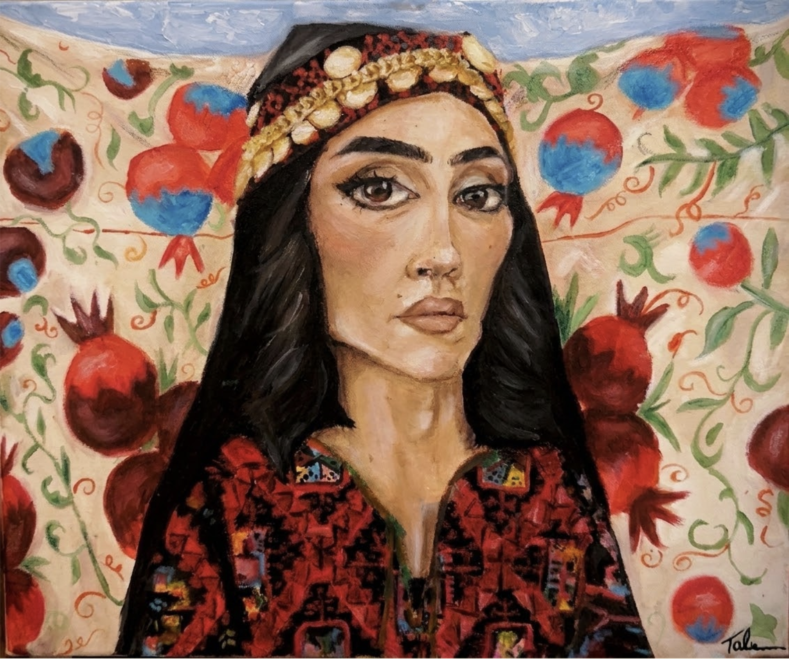 Traditional Palestinian Woman - Acrylic Painting 