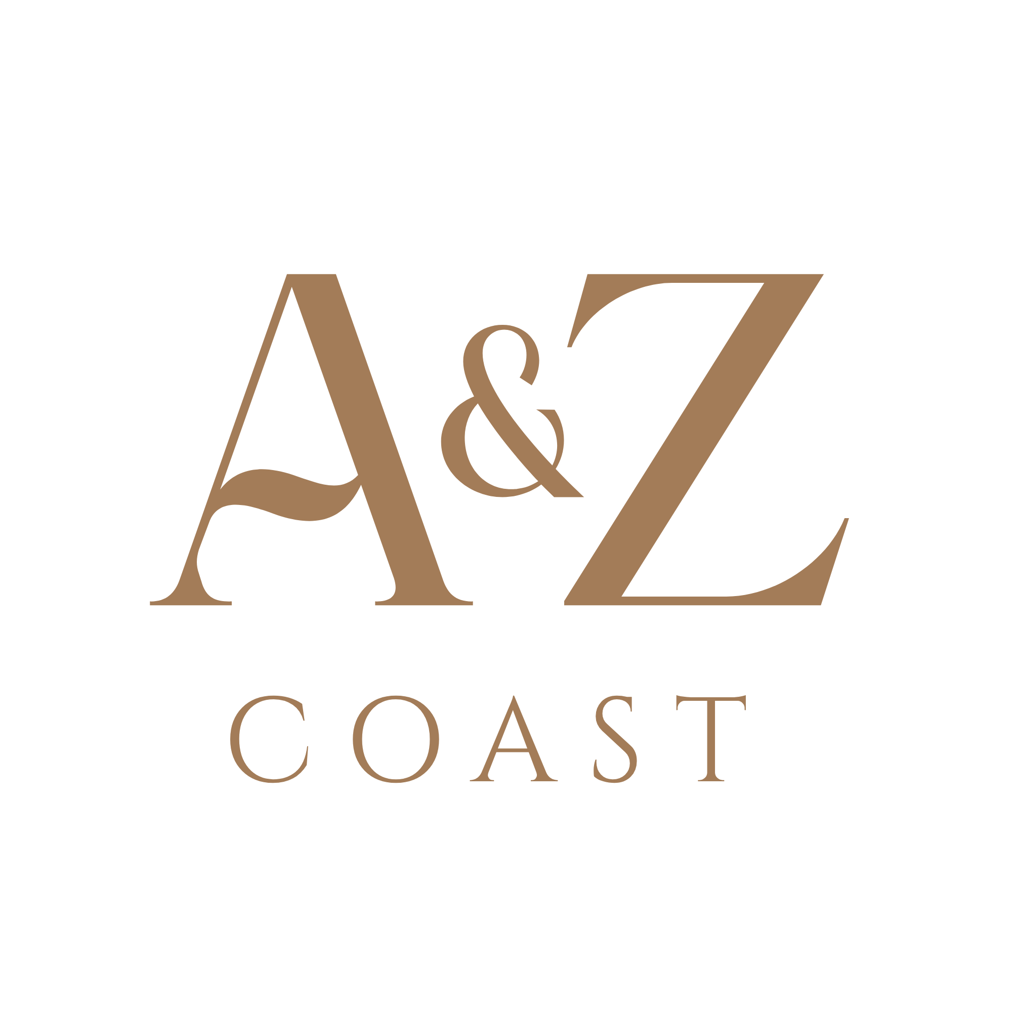 Black background with gold and brown text reading "A & Z COAST" in a stylized font.