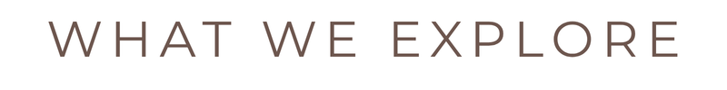 Text saying "WHAT WE EXPLORE" in large font on a black background.