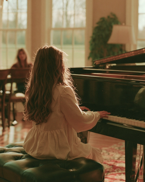 Pianist preparing music for a performance