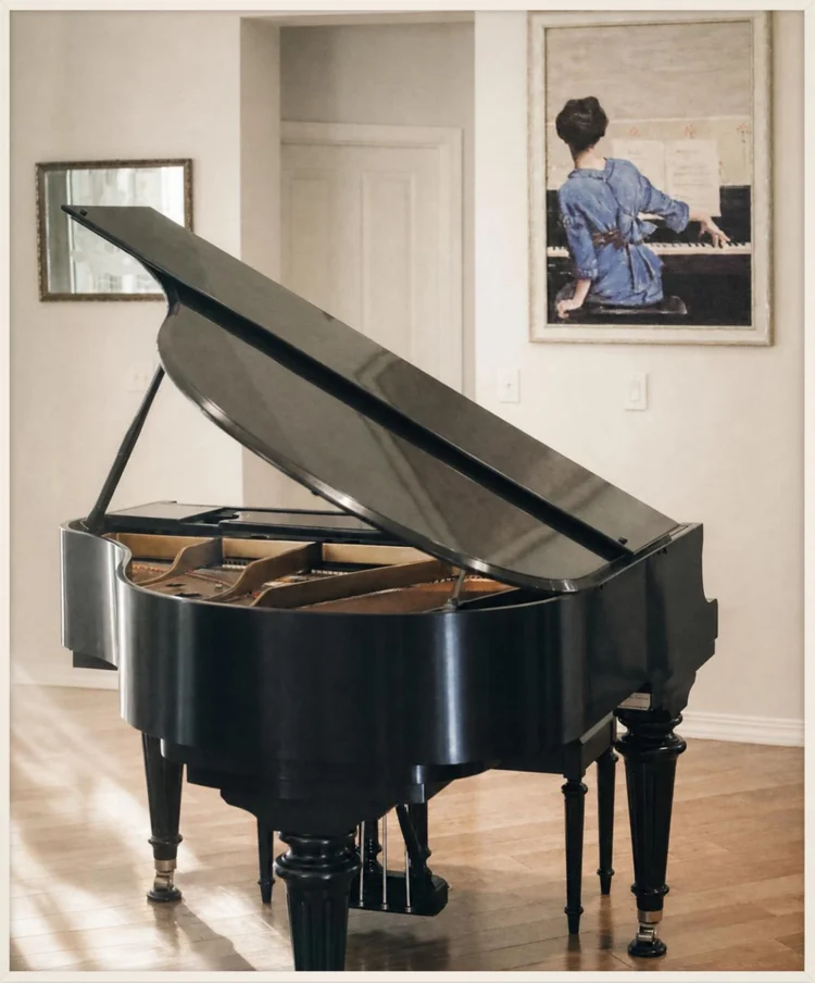 Grand piano inside the TwelveTones Piano Studio
