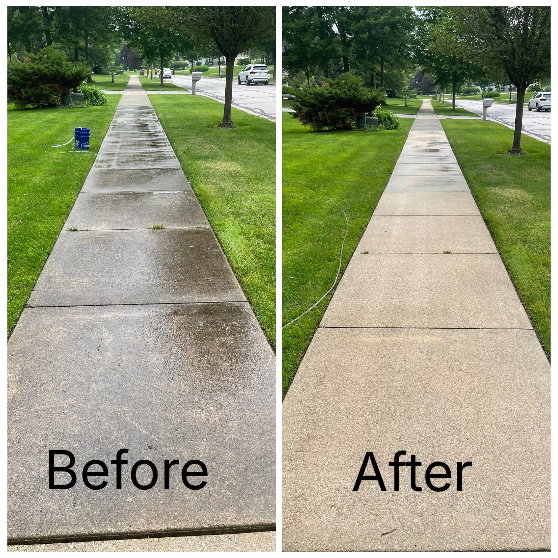 Power washed sidewalks