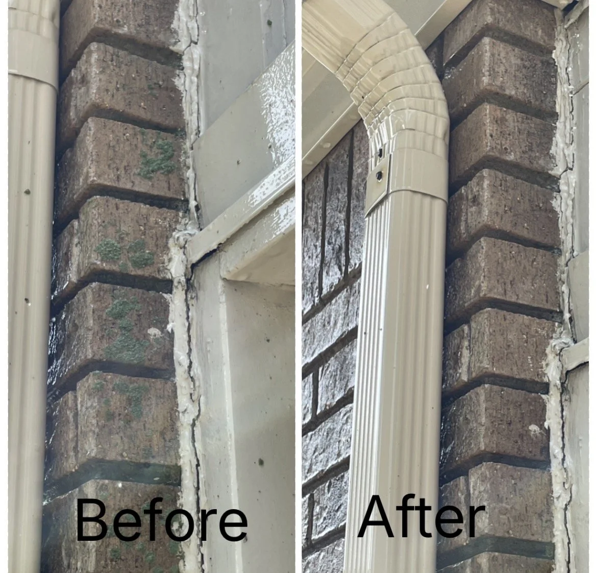 Power washed brick on house 