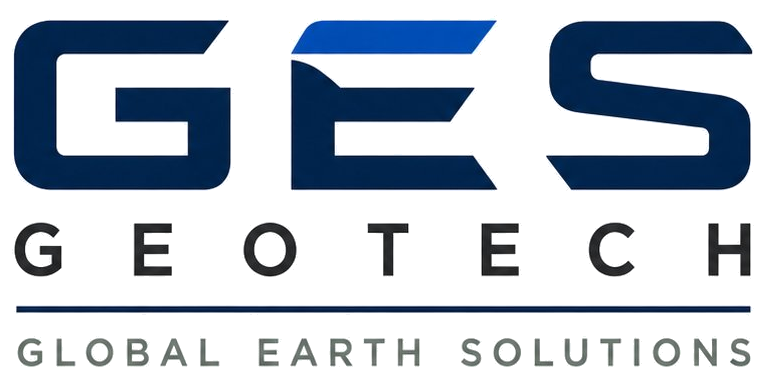 Logo for GES Geotech Inc. (with the "GES" expanded below; 'Global Earth Solutions'.)