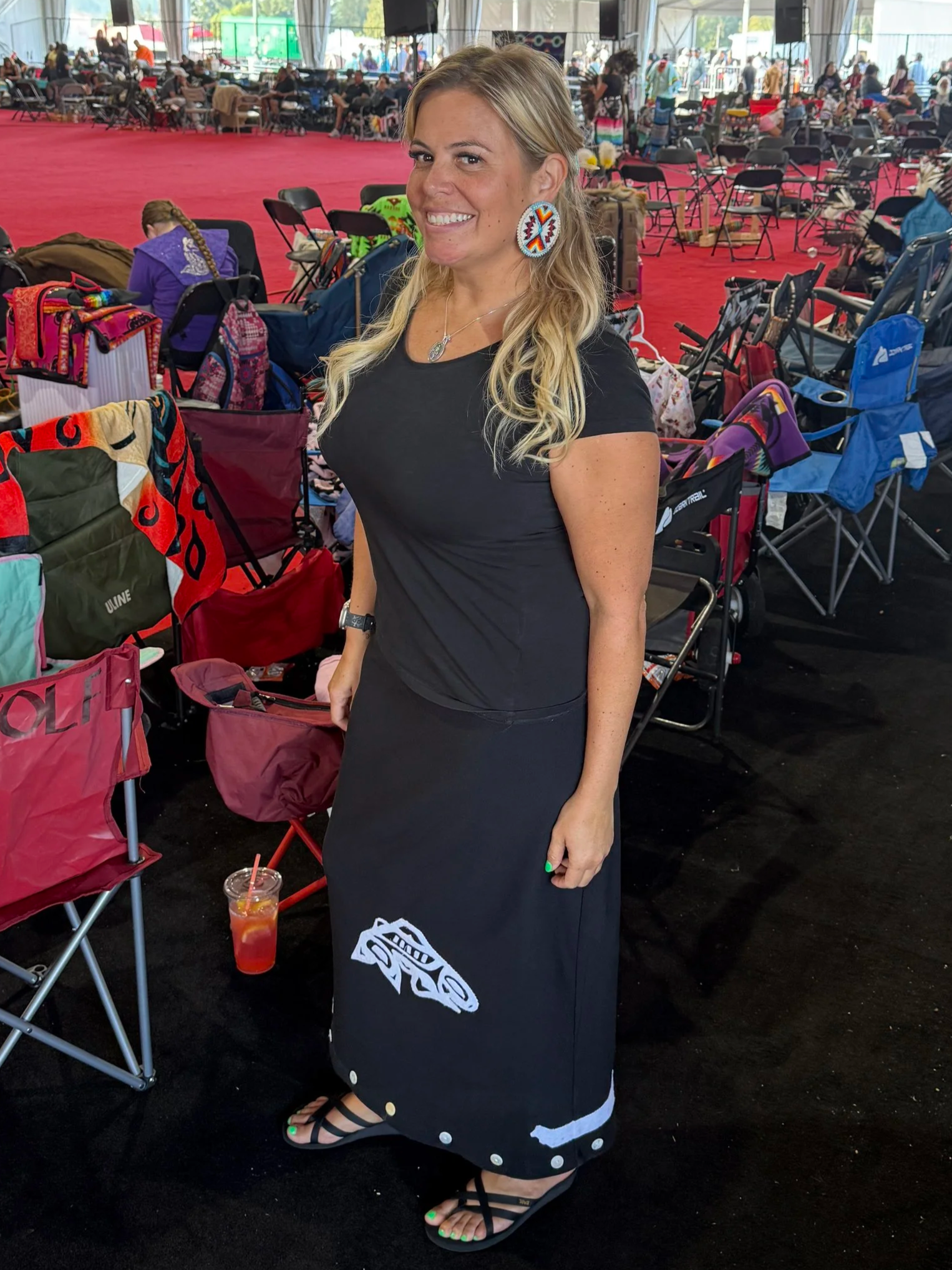 Bettina smiling at a Tribal Event