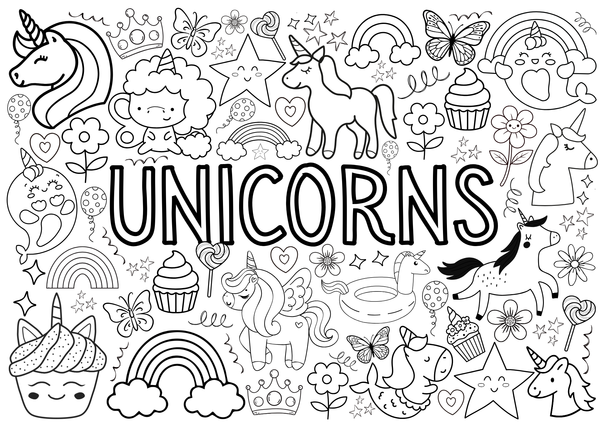 Unicorn Busy Colouring Page