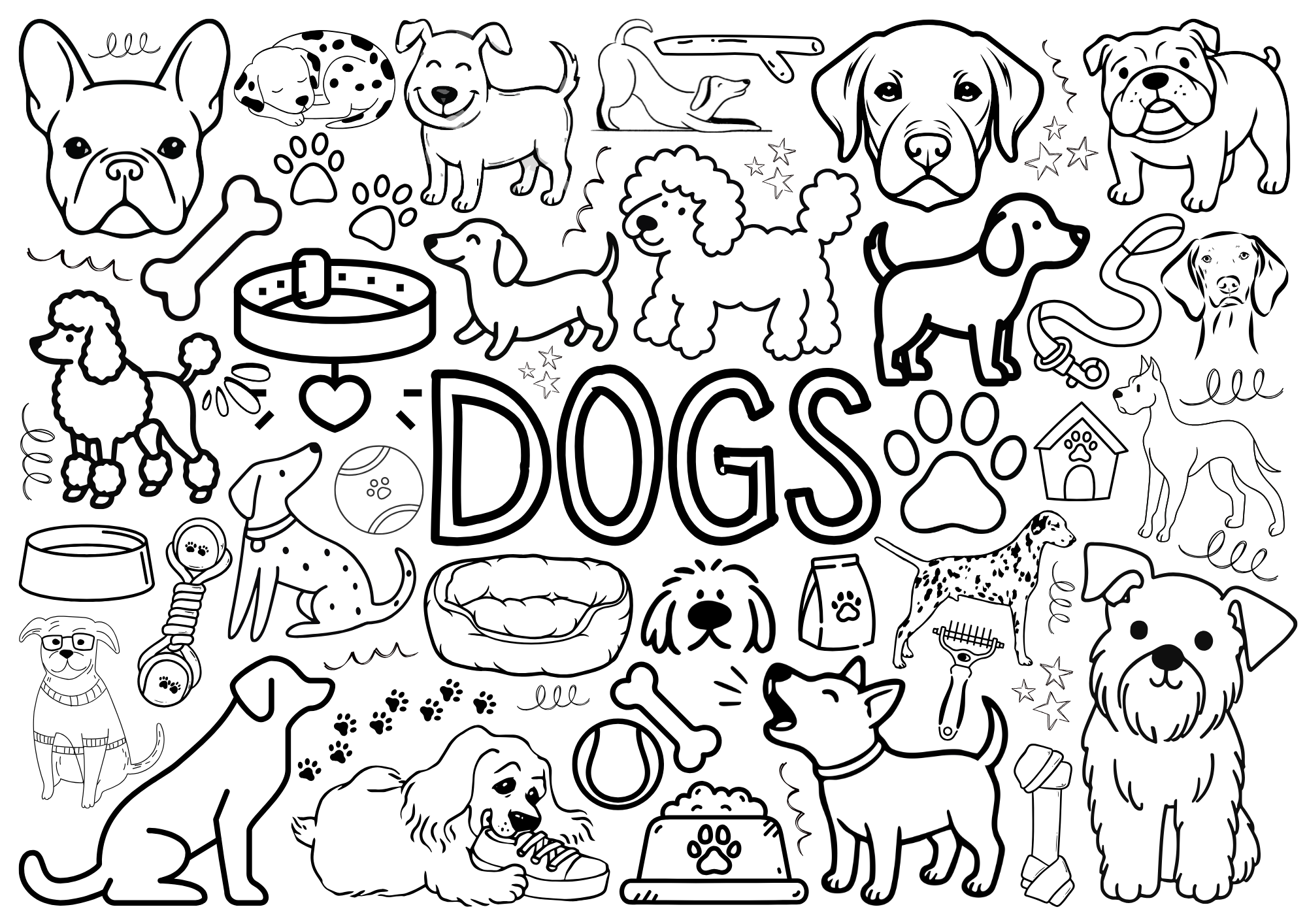 Dogs Colouring Page