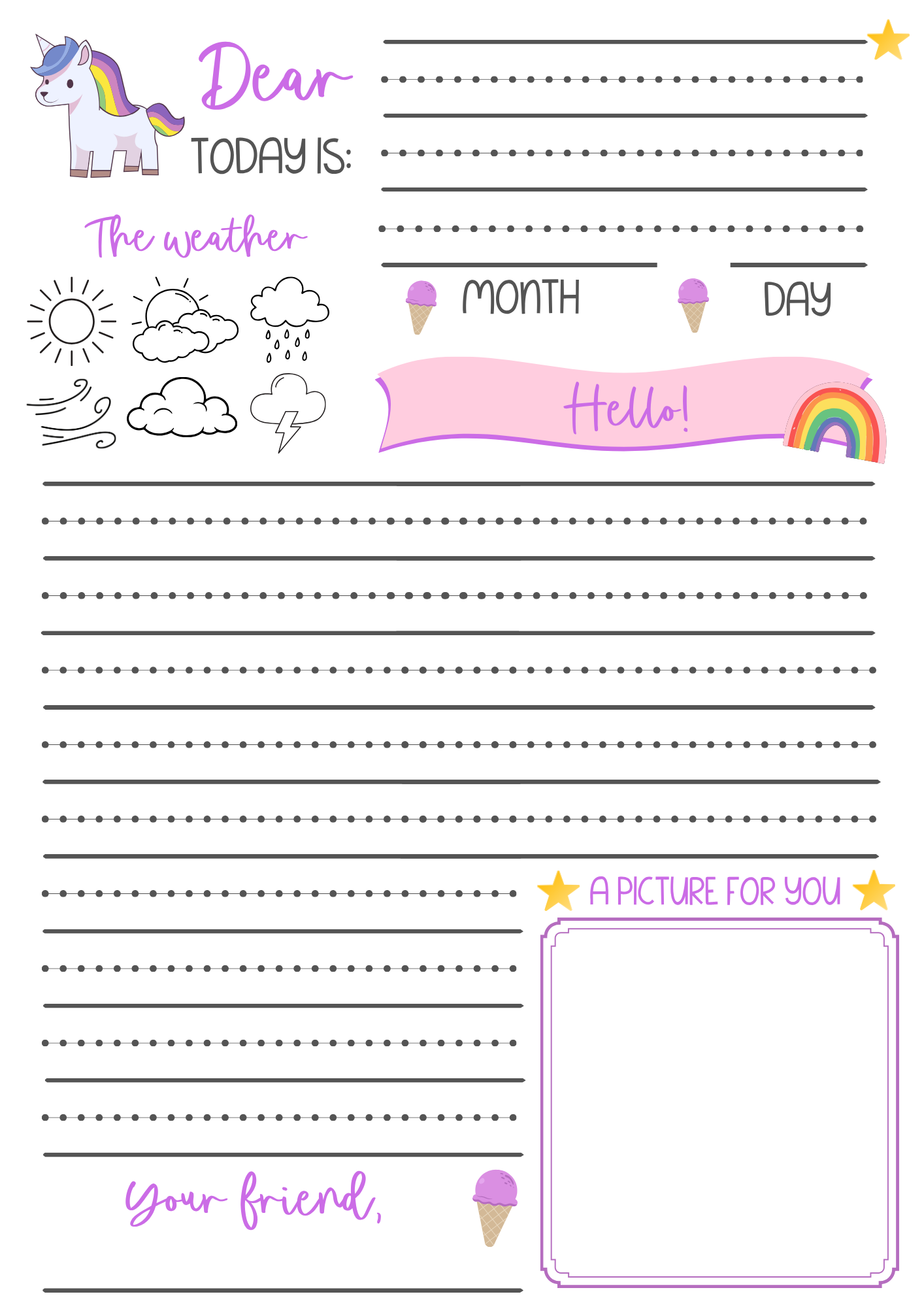 Letter Template - Unicorns