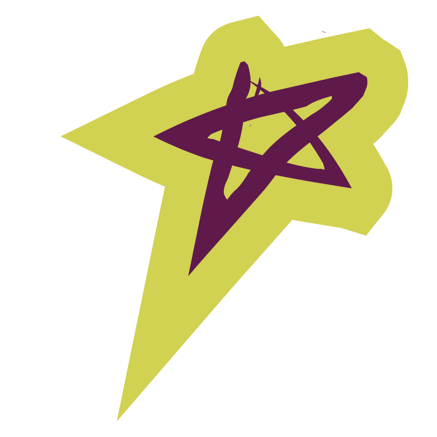 A stylized logo featuring a purple paper airplane with a star shape in the background and an arrow-shaped yellow-green background element.