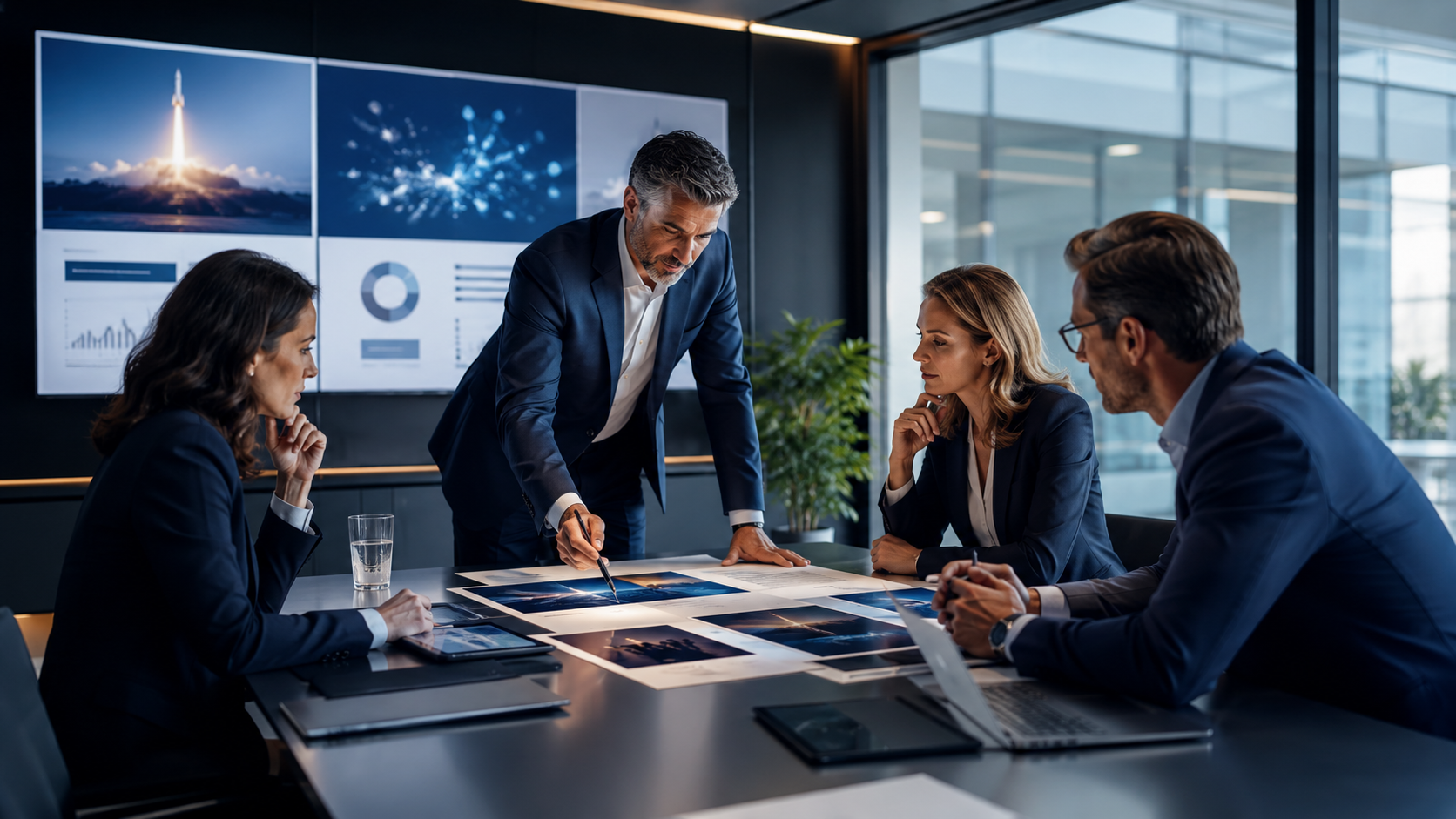 Collaborative strategy session in boardroom