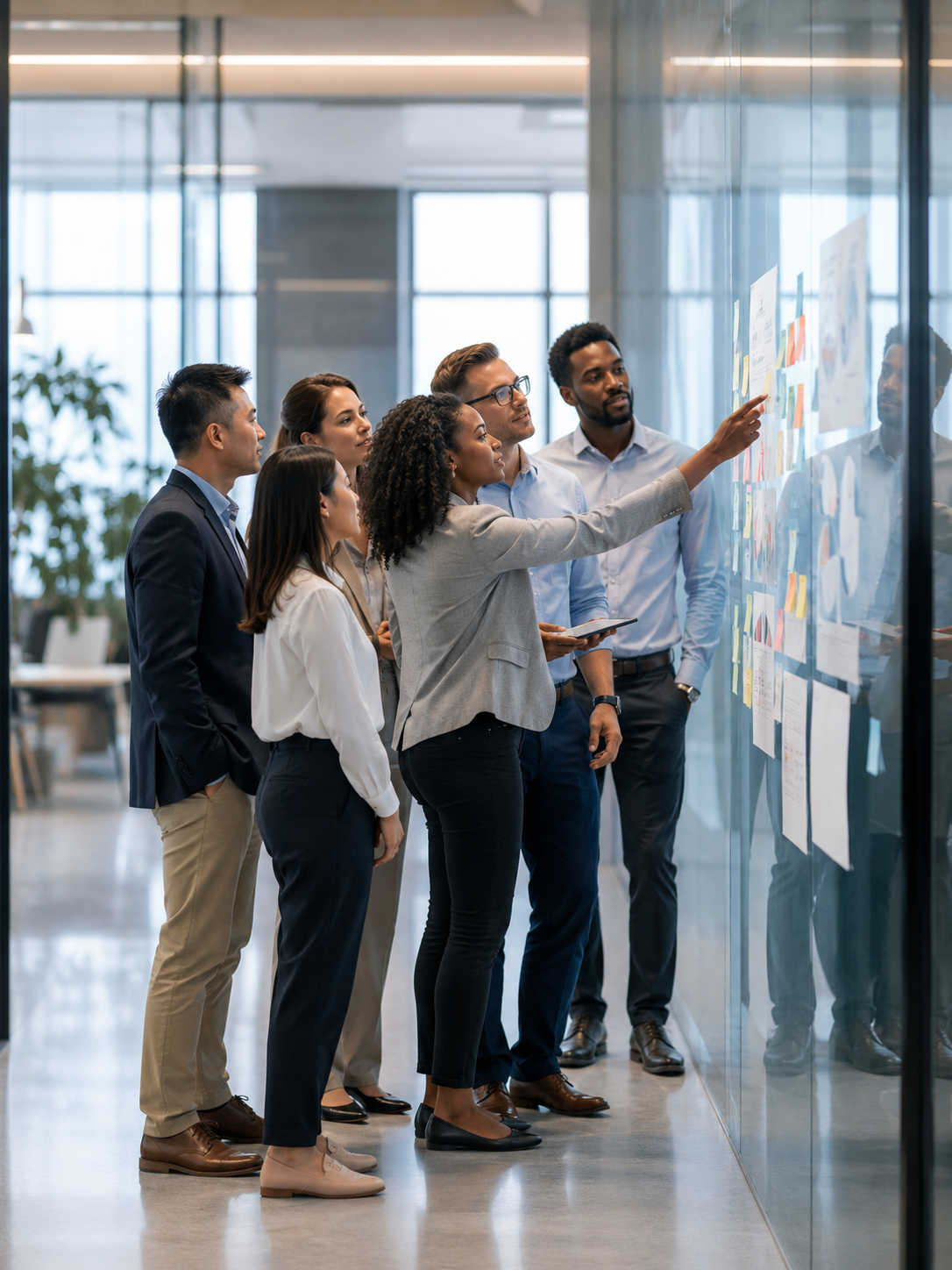 Collaborative brainstorming in a modern office