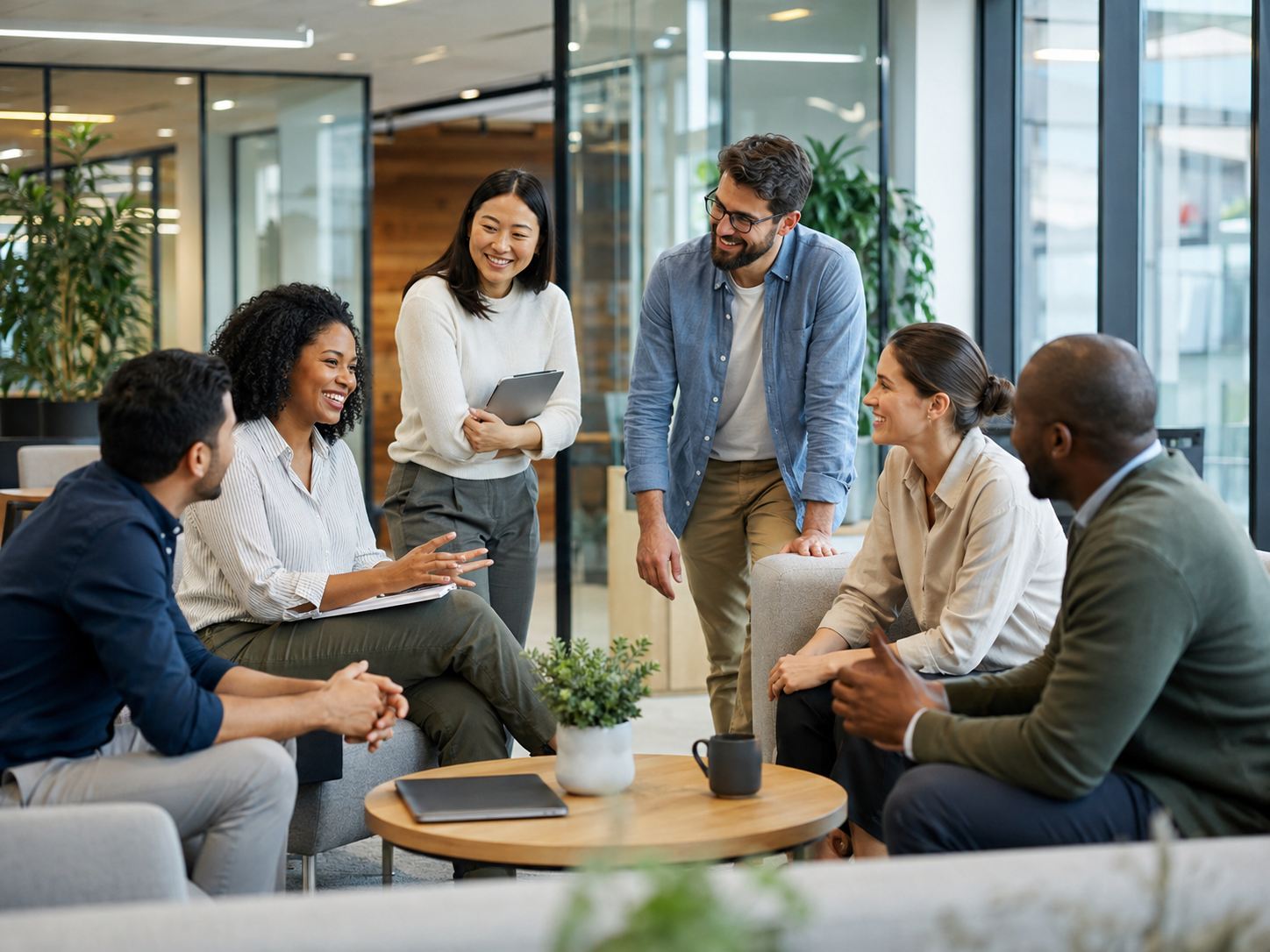 Collaborative discussion in a modern office