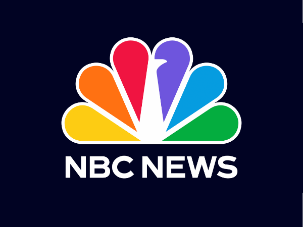 NBC News logo with a multicolored peacock on a dark background.