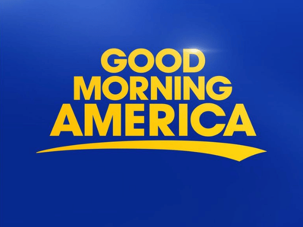 Blue background with yellow text that reads "Good Morning America".