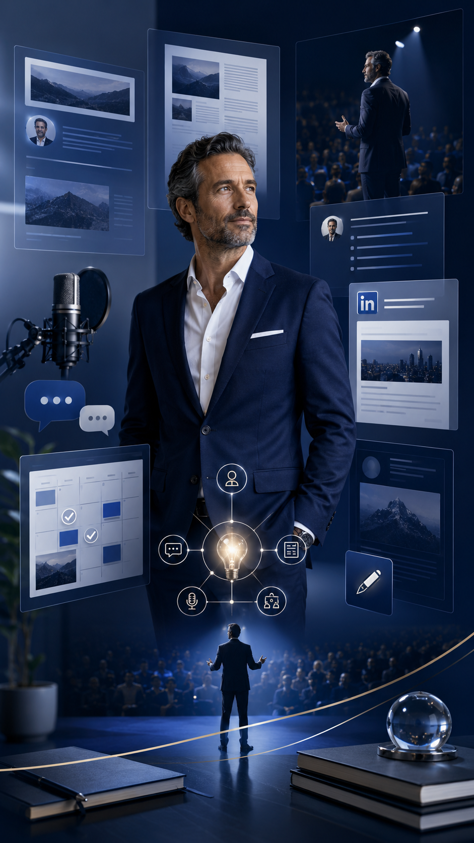 male executive with a series of thought leadership examples