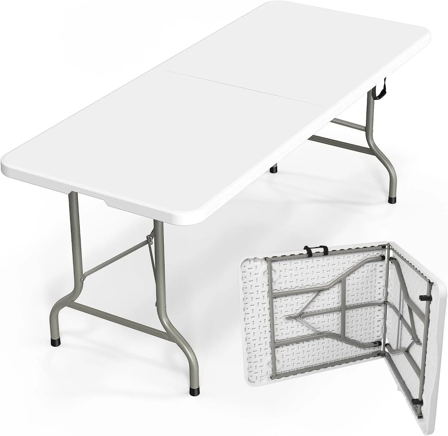 8' White Plastic Table