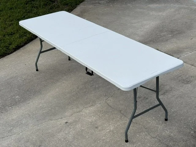8' White Plastic Table