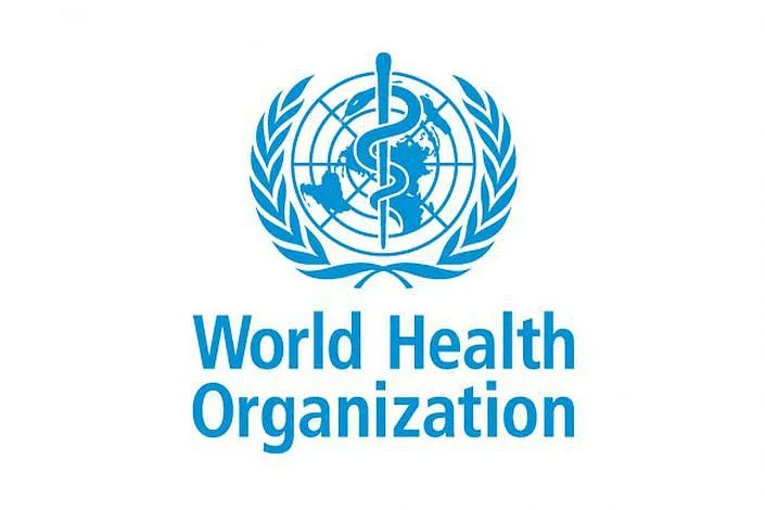 The World Health Organization logo featuring a globe surrounded by olive branches and a staff with a snake, with the text 'World Health Organization' below.