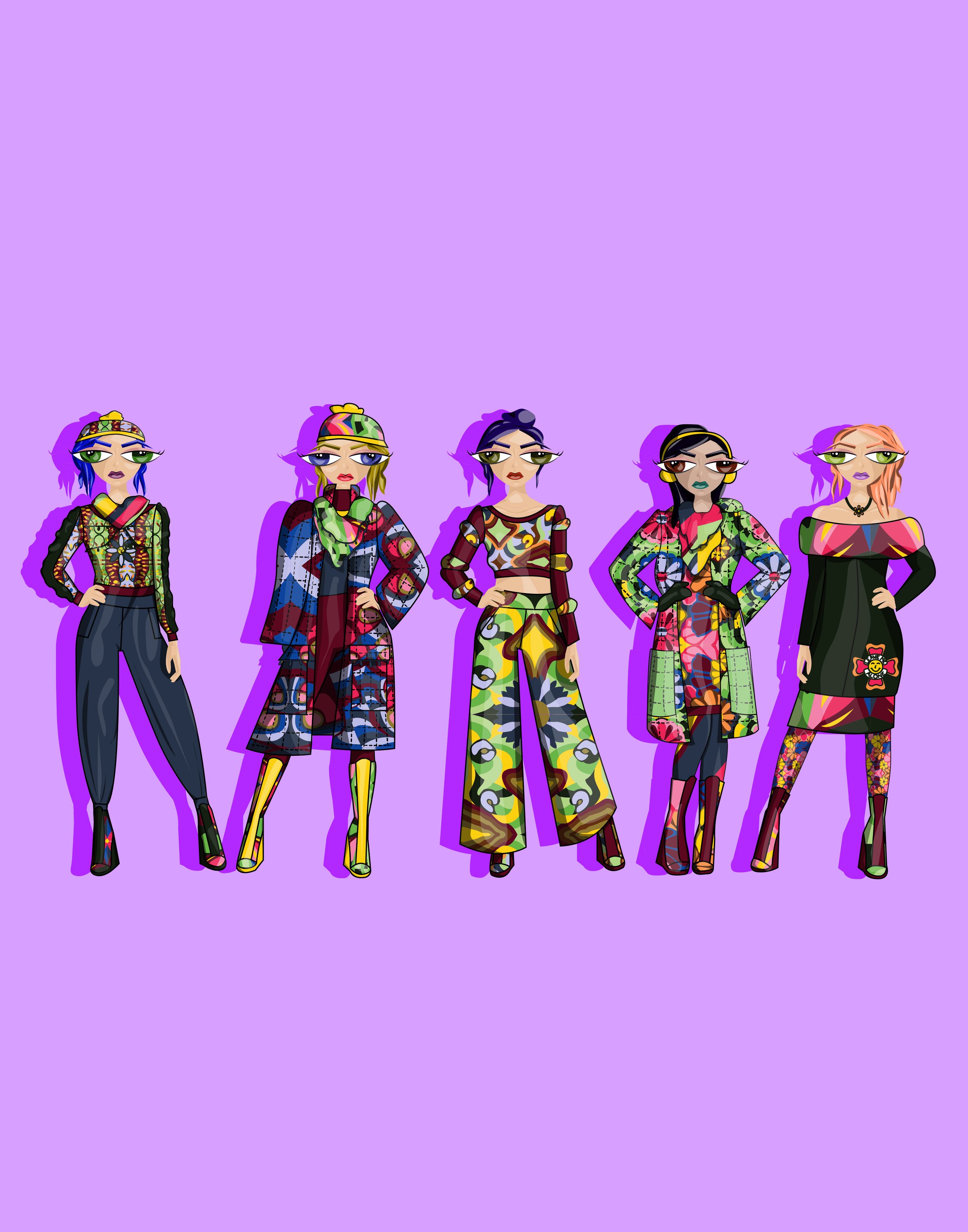 Digital Renderings of a floral inspired collection
