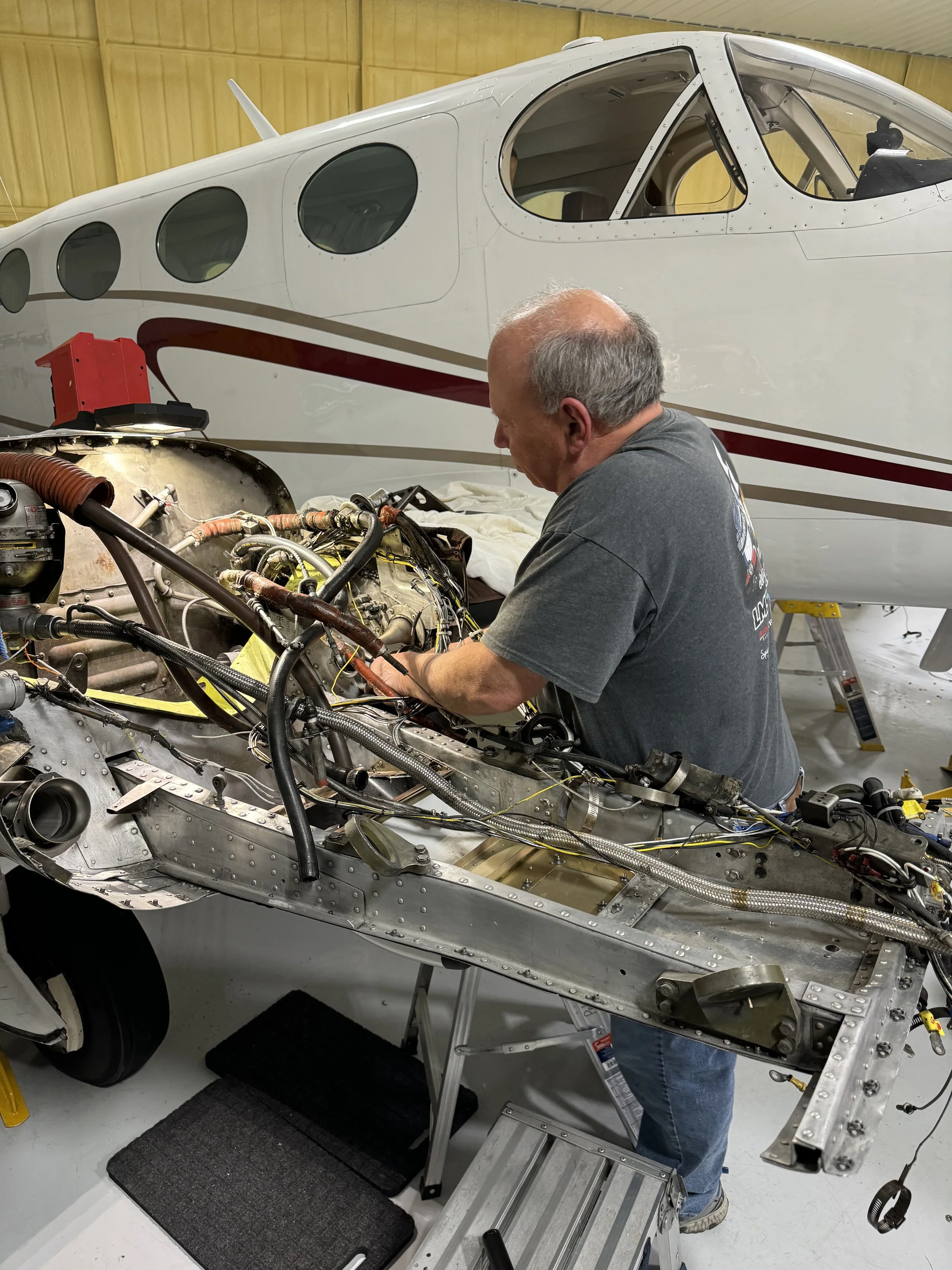 Aircraft engine maintenance at Saginaw H.W. Browne Airport (KHYX) in Saginaw, MI