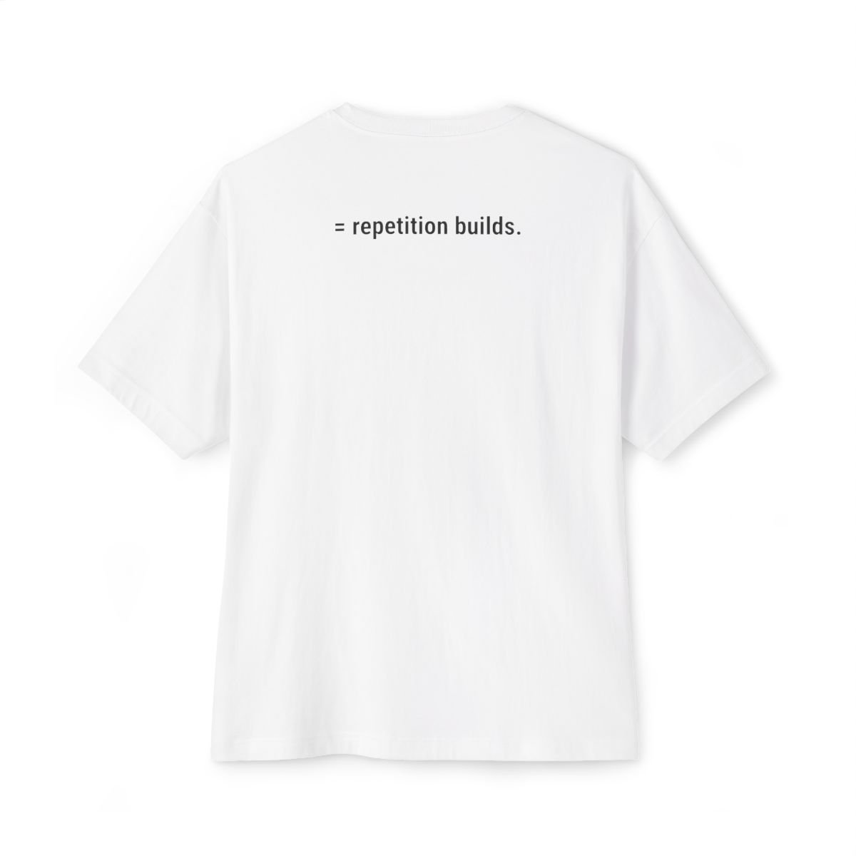 Sven is wearing The /ˈdisəplən/ Standard “Repetition Builds” tee in white by Wear Discipline Co.