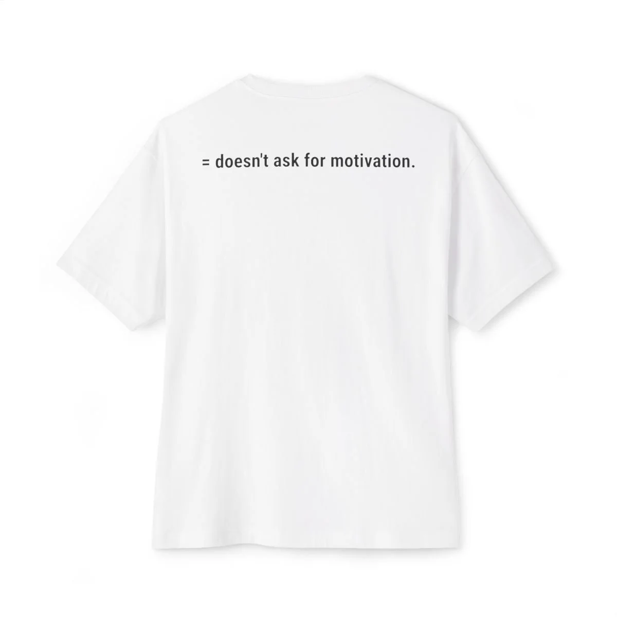 Sven is wearing The /ˈdisəplən/ Standard “Doesn't Ask for Motivation” tee in white by Wear Discipline Co.